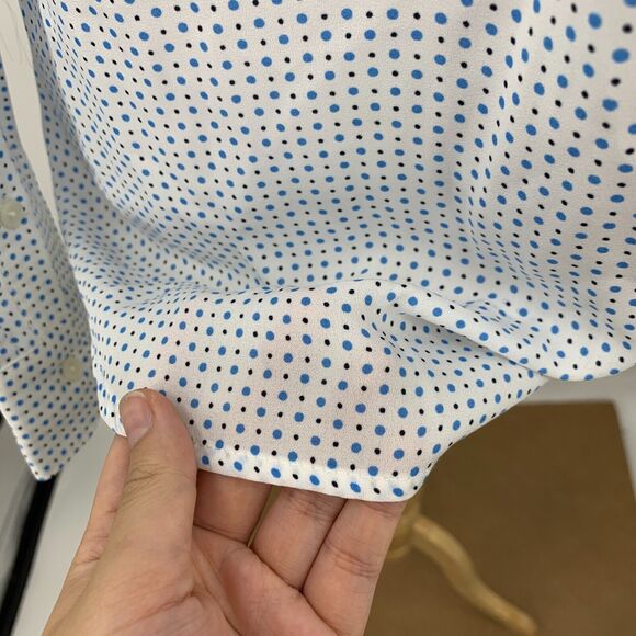 Banana Republic Shirt Women XS Navy Dot Drapey Classic Fit Long Sleeve Button Up - Picture 7 of 14